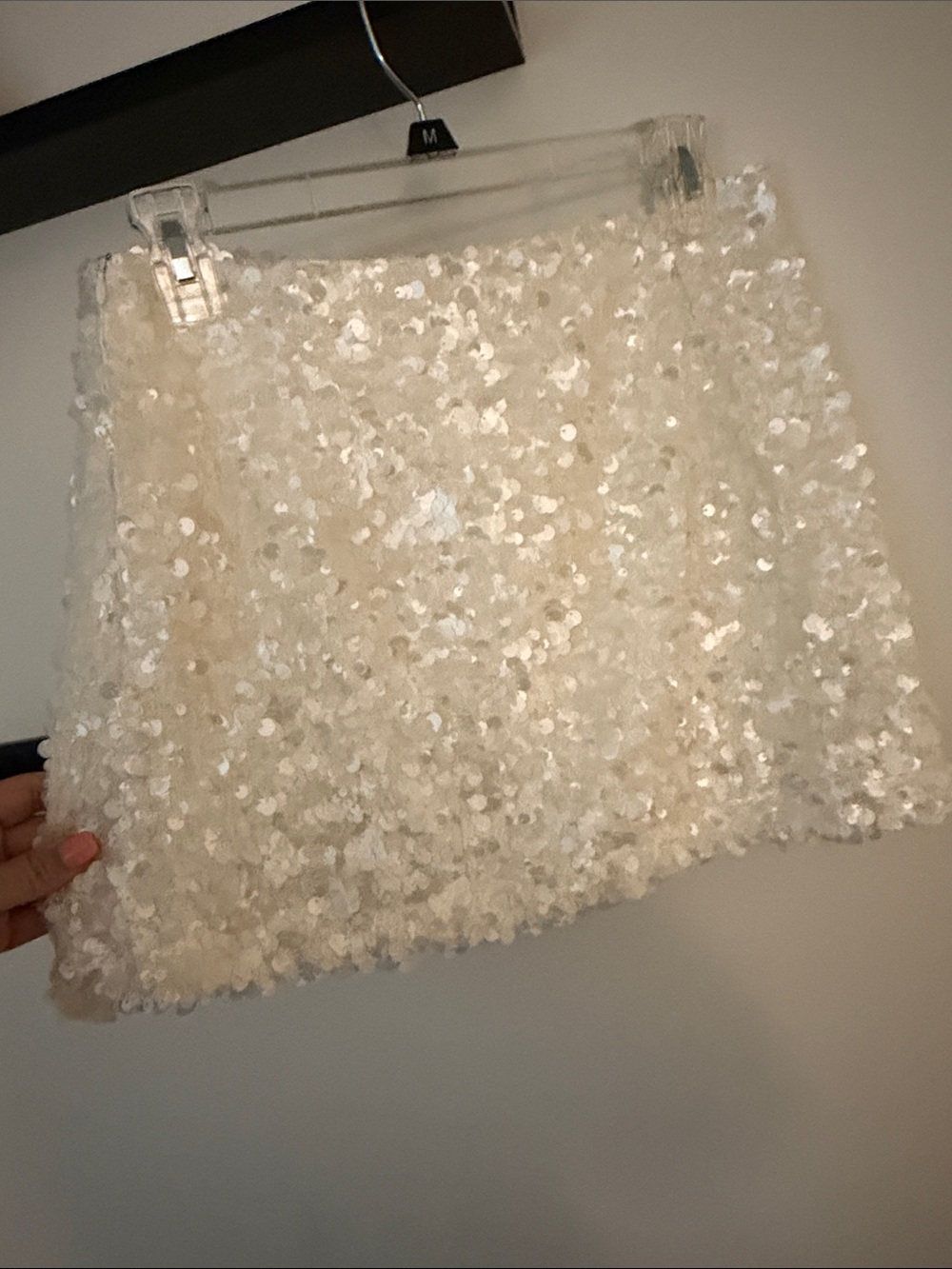 12th Tribe White Sequin Mini Skirt - Picture 3 of 7